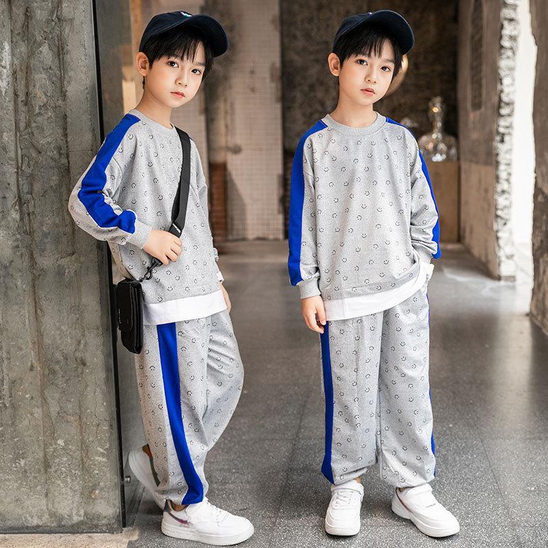 

Модный спортивный костюм для мальчиков, комплект из двух частей, свободные брюки с длинными рукавами 160cm