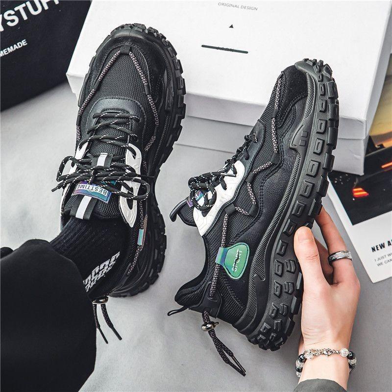 Men s Breathable Mesh Sports Shoes, Men s Versatile Thick Soled N Slip Running Shoes 39 чёрный