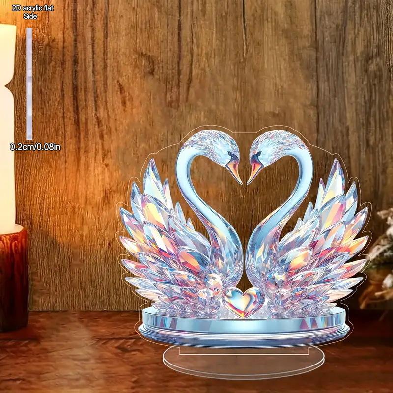 Decorazione a forma di cigno di cristallo squisito in acrilico piatto 2D, Decorazione per interni ed esterni - Non richiede batterie/elettricità, Decorazione diurna gratuita,