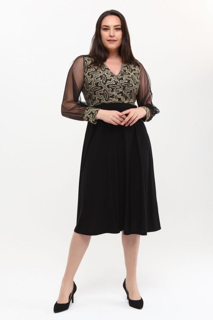 Women's Big Size Dress Medium Size Double Breasted Collar Sleeves Tulle Dress