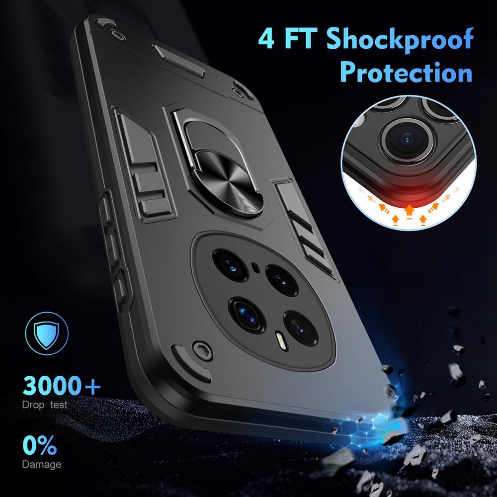 KEYSION Coque Antichoc pour HONOR Magic 7 Pro 5G Silicone+PC Coulissante Protection Caméra Bague Support Housse de Téléphone pour Honor Magic7 Pro
