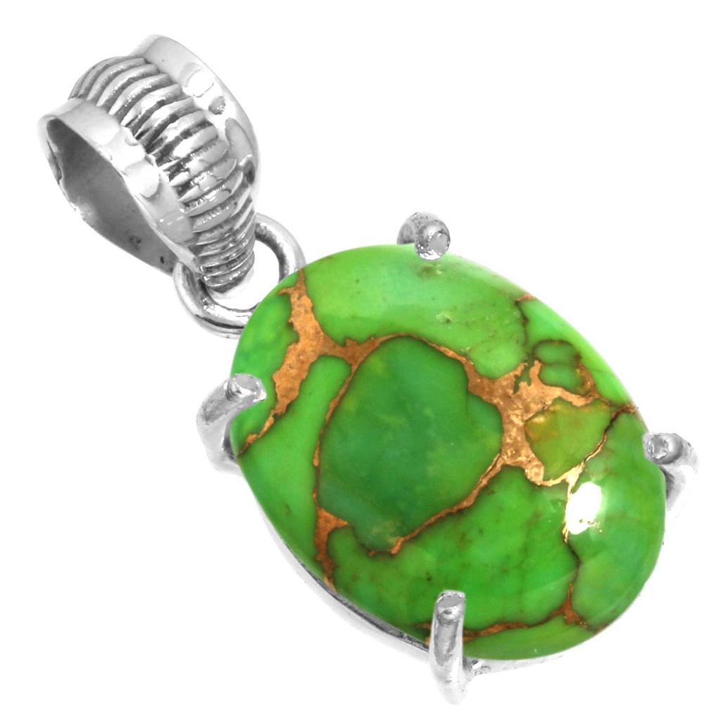 925 Sterling Silver Pendant Women Gemstone Handmade Jewelry Friendship Day Gift Blue Green Purple Copper Turquoise Pearl Lapis Mother Of Pearl