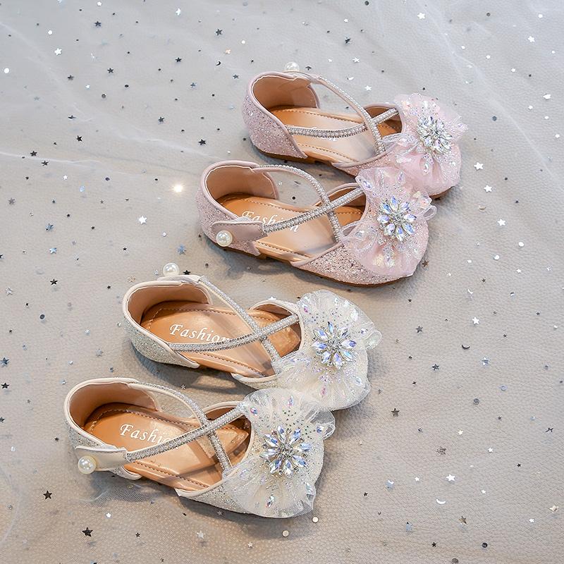 Mädchen Halbsandalen Süße Spitzenschleifen Kinder Flache Schuhe Tanzaufführung 2025 Sommer Neu Kinder Prinzessin Kleiderschuhe Weiche Sohle
