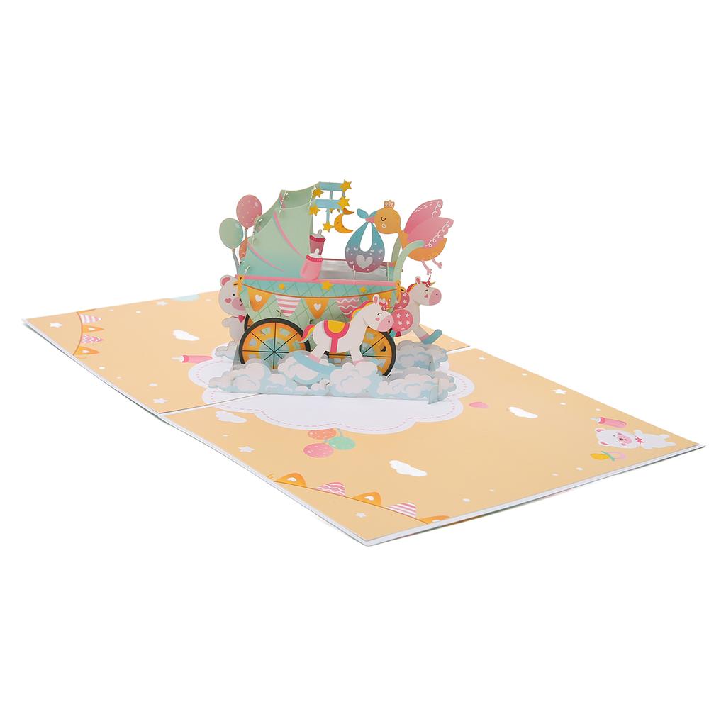 3D Baby Shower Card Cartoon Style Thick Paper Detailed Texture 3D Greeting Cards for Party A