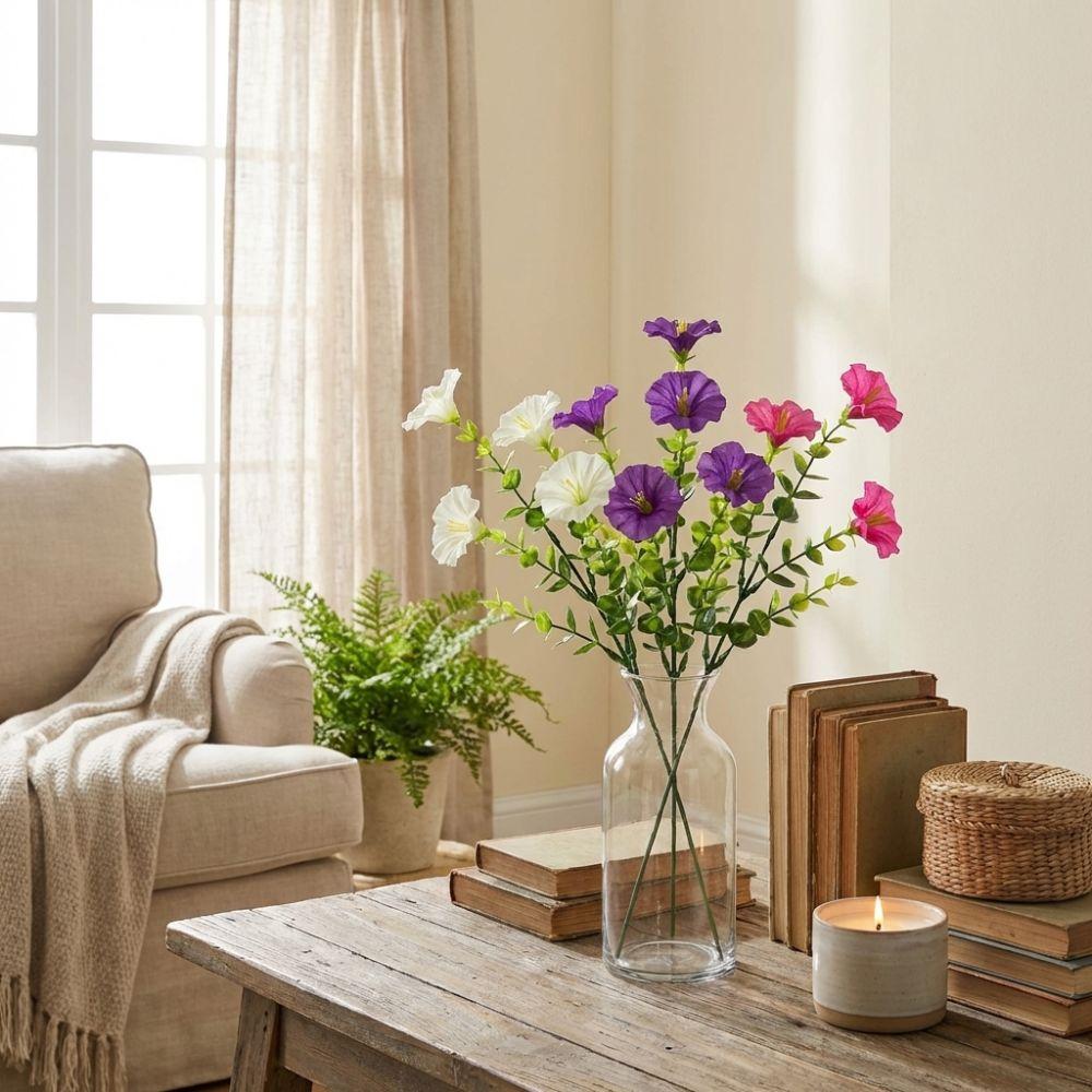 Plastic Artificial Morning Glory Flowers UV Resistant Fake Plants Artificial Greenery  Outdoor