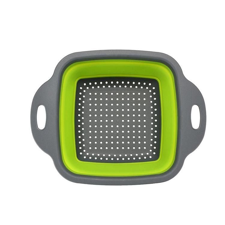 Foldable Square Vegetable Fruit Drain Basket with Handle Food Storage Basket Vegetable Washing Strainer Fruit Tray Kitchen Tool