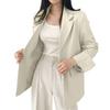Blazer monopetto a maniche lunghe con risvolto casual da donna Tasche a vita alta Pantaloni dritti a gamba larga Abbigliamento da lavoro da ufficio