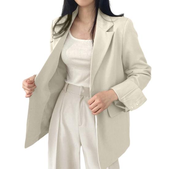 Blazer monopetto a maniche lunghe con risvolto casual da donna Tasche a vita alta Pantaloni dritti a gamba larga Abbigliamento da lavoro da ufficio