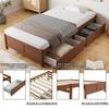 Children Bed, Flat Bed, Wooden Bed, Vintage Wood Color, Two Drawers with Castors, Adolescents And Adults, Pine Frame, Sturdy Slatted Frame, 90x200cm