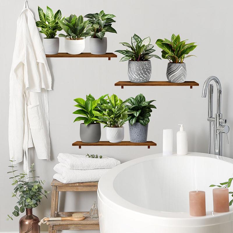 

3 шт./набор Искусственные зеленые растения Комнатное растение 3D Наклейки на стену Гостиная Кабинет Офисный декор Водонепроницаемые Самоклеящиеся наклейки 3pcs