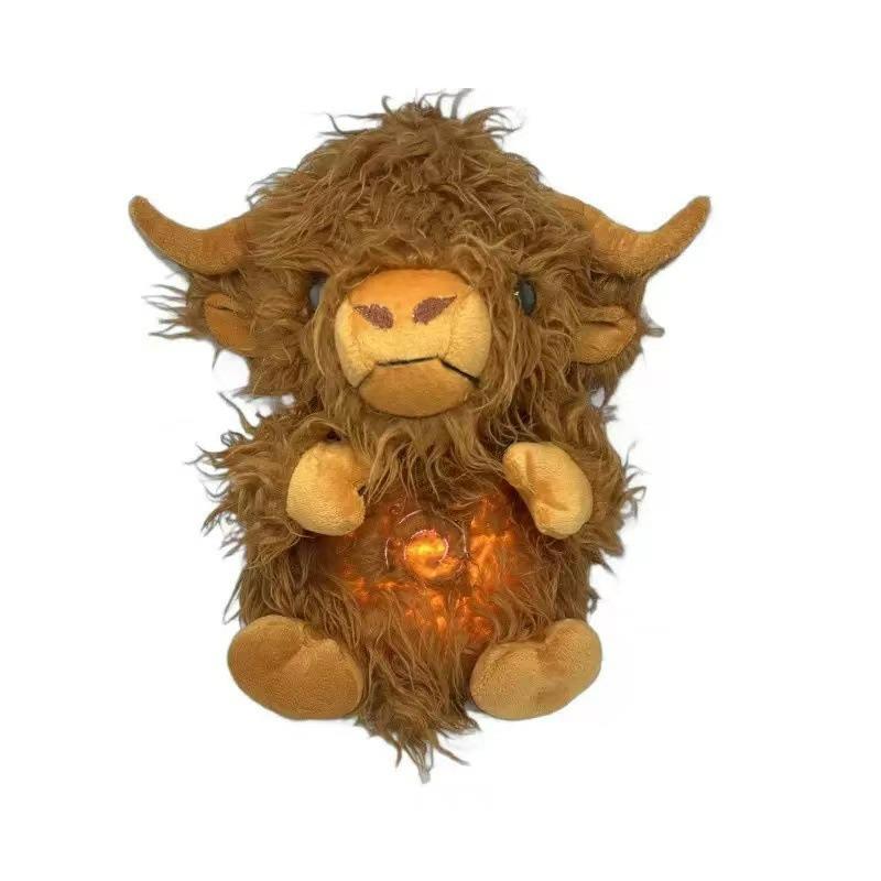 Highland Cattle Glow & Breathe Lullaby Doll for Early Education
