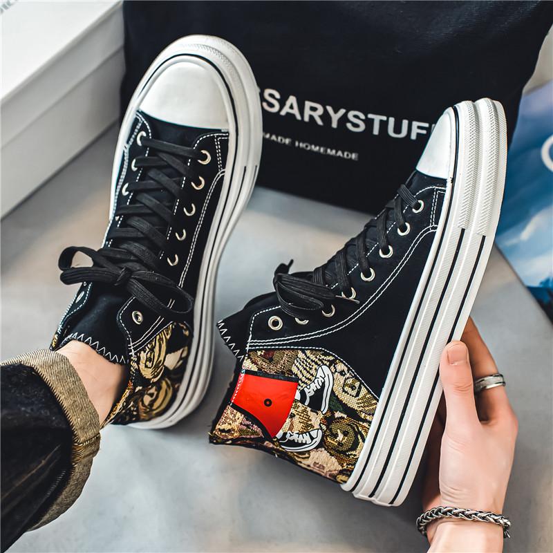 Fashion 2024 Classic Canvas Men's Vulcanize Shoes Breathable Canvas Sneakers Men Comfort High Top Sneakers For Men Teenager Board Shoes