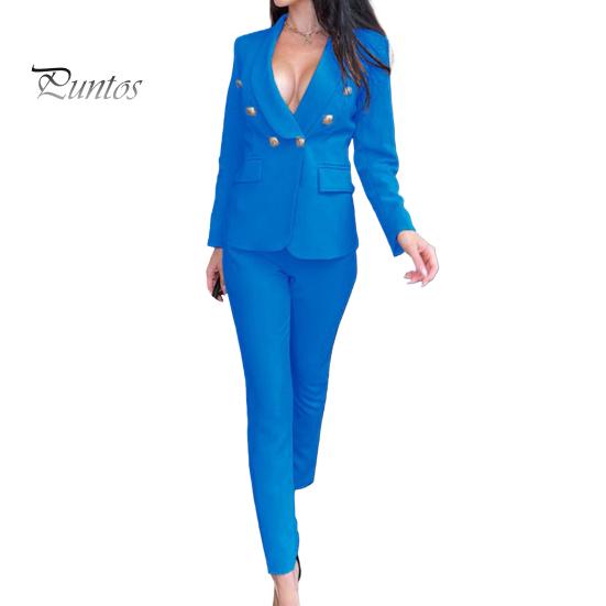 

Женский комплект из 2 предметов: пальто и брюки, однотонный кардиган с длинными рукавами и лацканами, куртка средней длины с брюками и высокой талией, деловой деловой наряд для поездок на работу S королевский синий