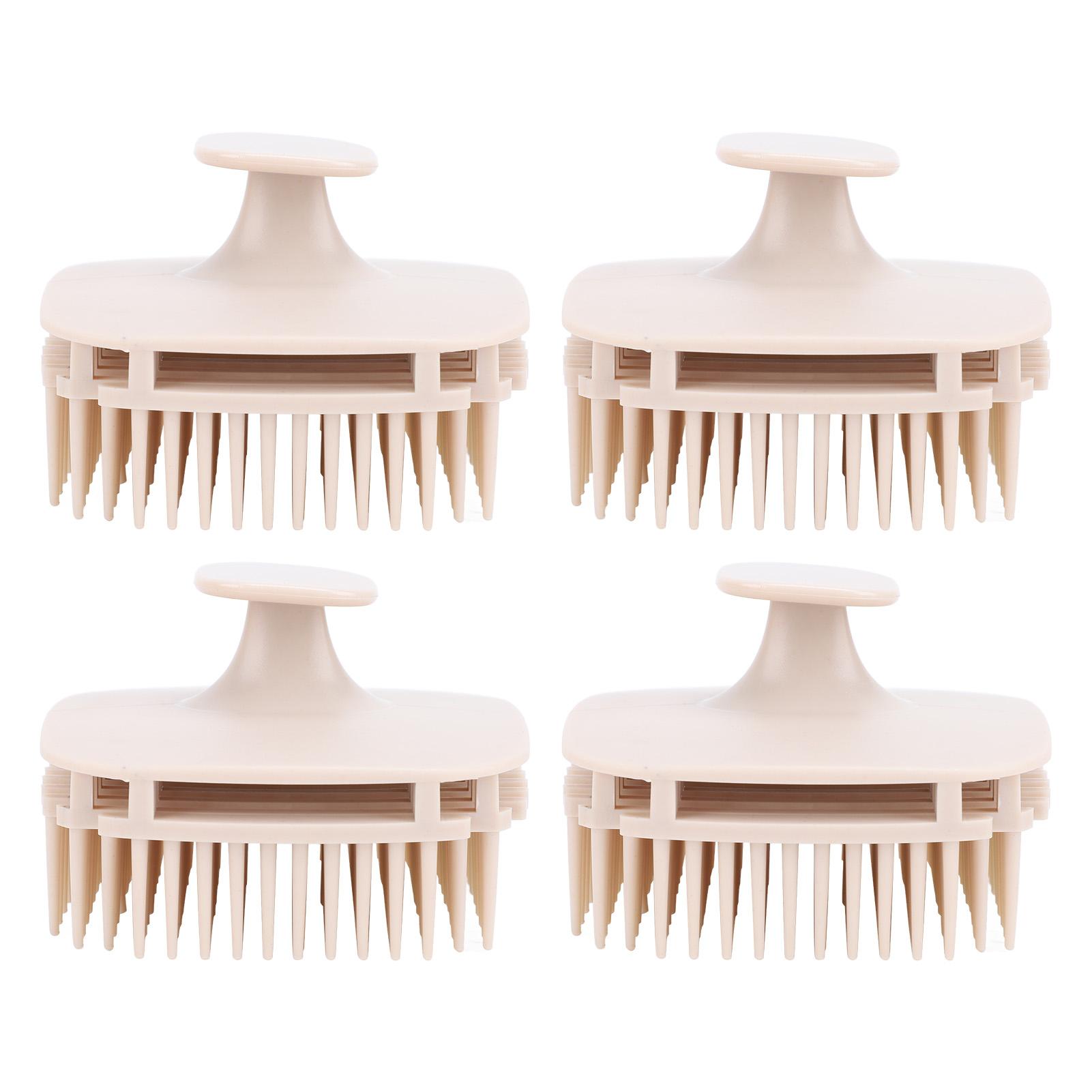 

4 шт. Массажер для кожи головы, стимулирует кровообращение, удаляет перхоть, глубокое очищение, эргономичный дизайн бежевый