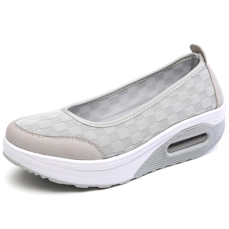 Mesh rocking shoes women's wedge heel air cushion thick sole heightening sports and leisure shoes nurse mother shoes