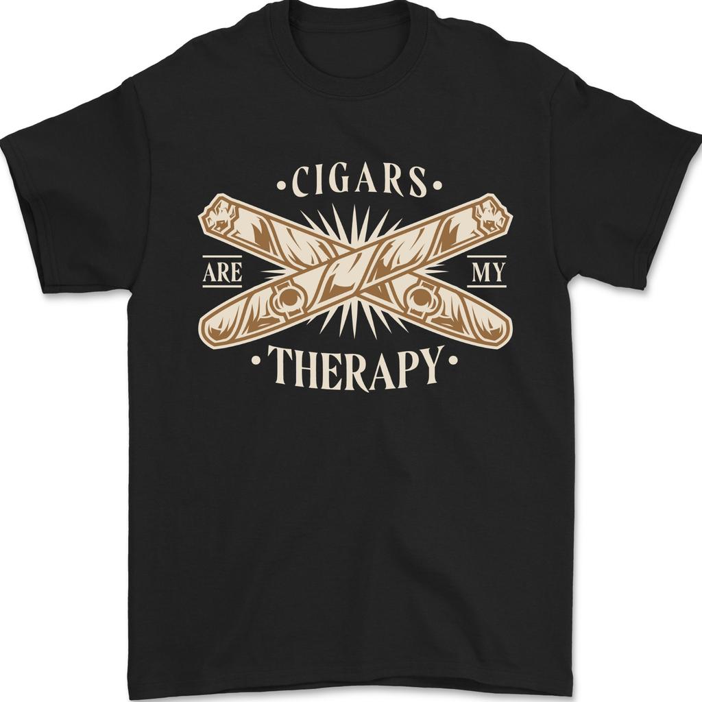 Cigars are My Therapy Funny Smoking Mens T-Shirt 100% Cotton