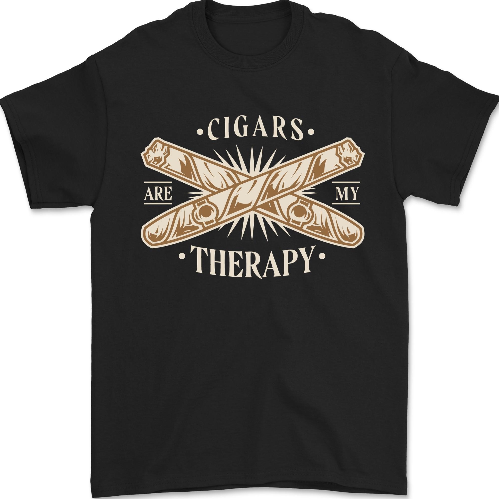 Cigars are My Therapy Funny Smoking Mens T-Shirt 100% Cotton XXL