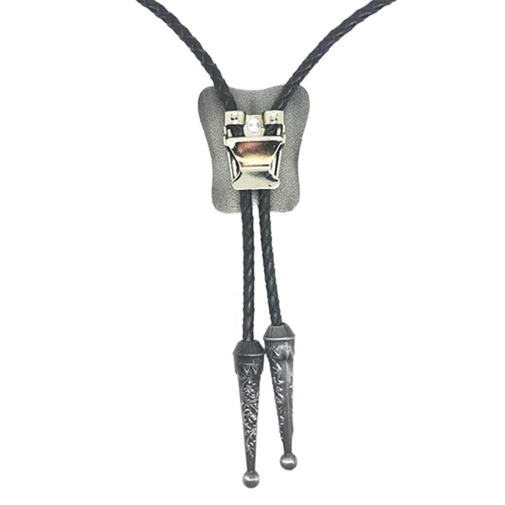 Vintage Western Cowboy Bolo Tie Flag Pendant Necktie Punk Necklace Costume Accessory American Bola Tie Western