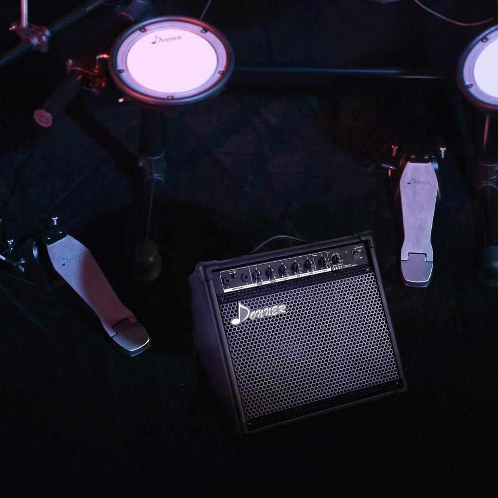Donner Amplifier for Electronic Drums External Speaker 35W Wireless Microphone Compatible Black DA-35