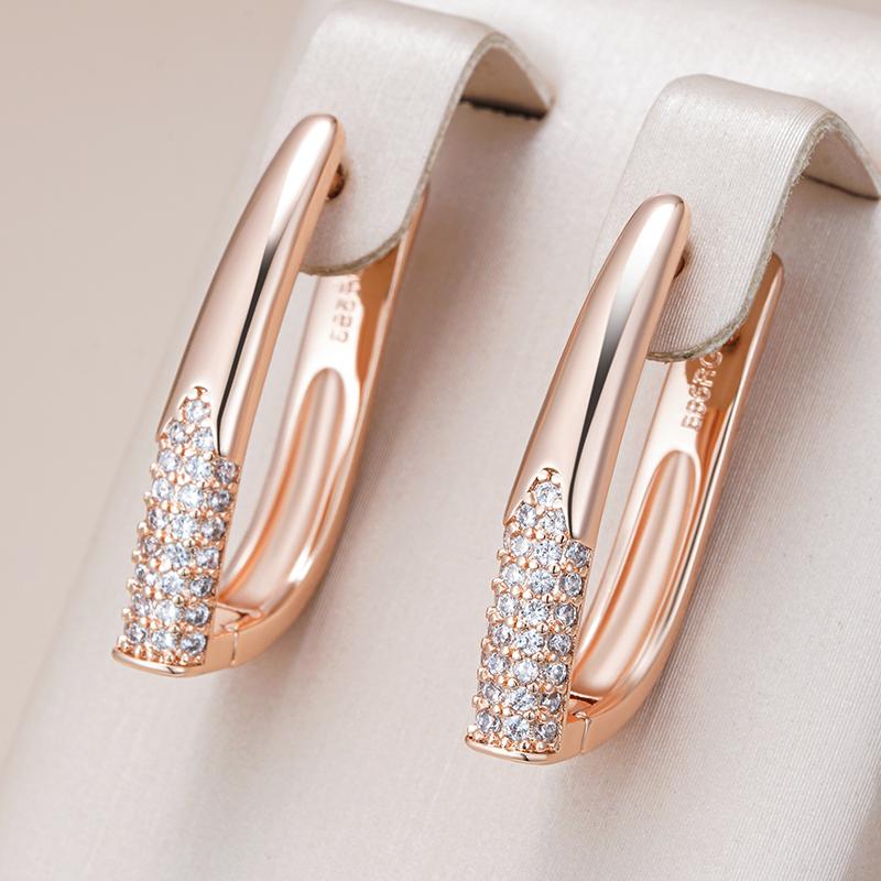 Trendy  Rose Gold Hoop English Earrings For Women Luxury Full Natural Zircon Accessories Vintage Bride Wedding Jewelry
