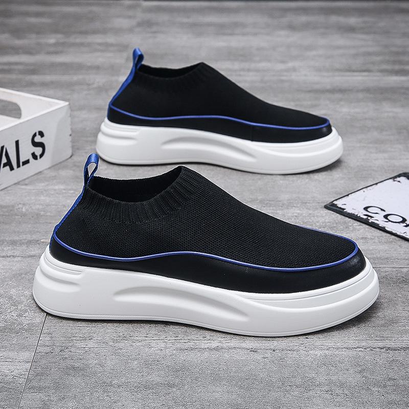 Summer Men's Shoes One Pedal Men's Socks Shoes Breathable Muffin Platform Lazy Shoes Versatile Internet Celebrity Live Broadcast