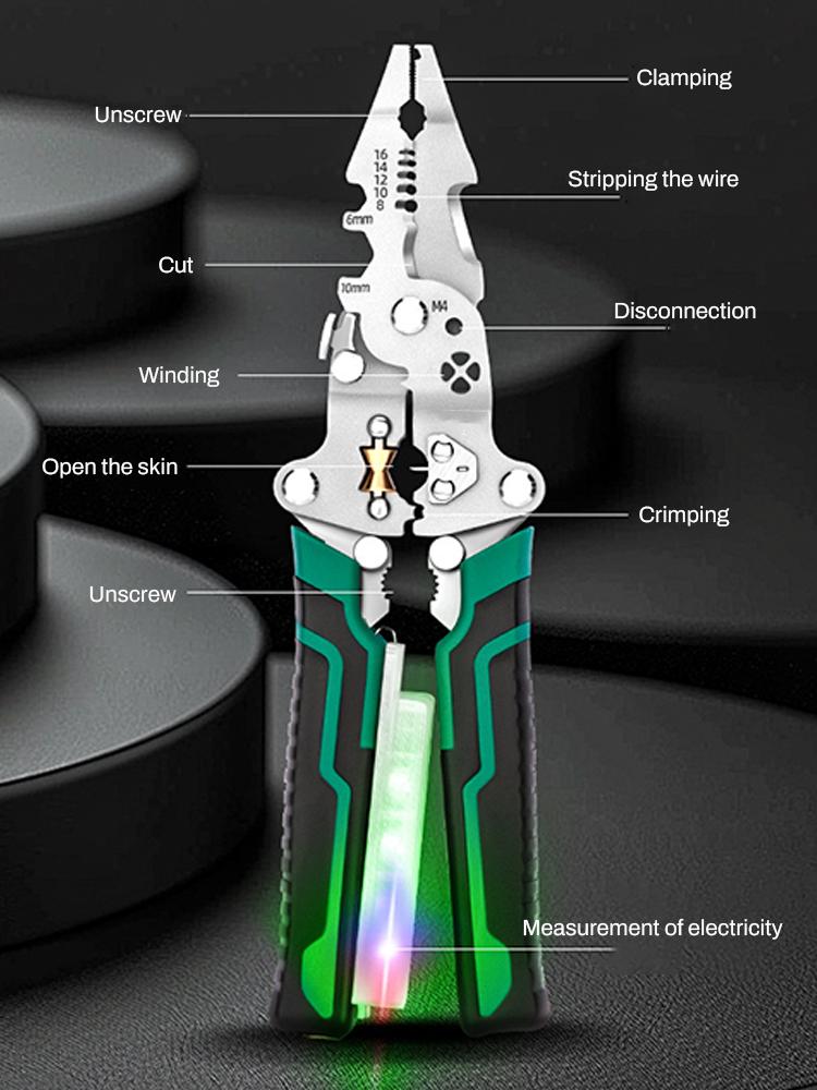 Multi-Function Electrician Pliers Hand Tool For Cutting Crimping Winding Wires Stripper Foldable Cable Cutter Stripper Plier