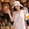 Womens Wide Brim Straw Hat With Lace Trim Ties Breathable Sun Beach Travel