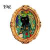 Holiday Kitchen Magnet 1/6Pcs Halloween Oval Frame Fridge Magnet, Wooden Vintage Soft Magnetic Sheet Ornaments Refrigerator Decoration Accessories,