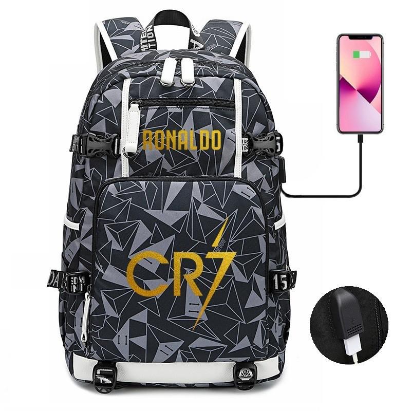 Glow-in-the-Dark Soccer Backpack Teens Large Capacity Laptop Bag With Padded Straps Oxford Fabric Trendy Patchwork Design