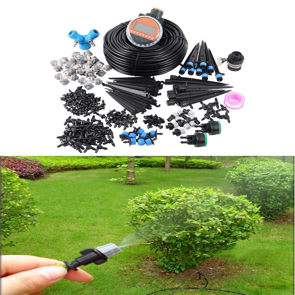 10m To 40m 4/7mm Hose Garden Pot Irrigation Set, Automatic Programmable Watering Timer, Ground Sprinkler, Various Accessories