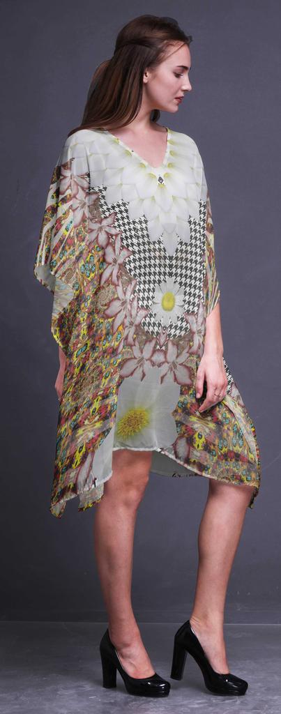 Phagun Short Caftan Midi Dress Beach Swimwear Cover up Womens Kaftan