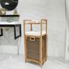 Bamboo Fabric Laundry Basket with Three-Layer Storage Rack and Wall-Mounted Storage Feature