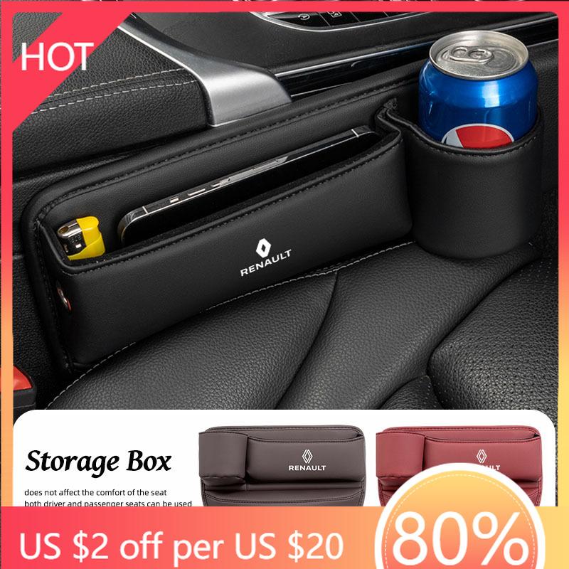 Pour Renault 2026 Nouveaux Enjoliveurs Boîte de Rangement Organiseur d'Espace de Siège Intérieur de Voiture Avec Porte-Gobelet Pour Renault Clio Megane Espace QM6 ZOE