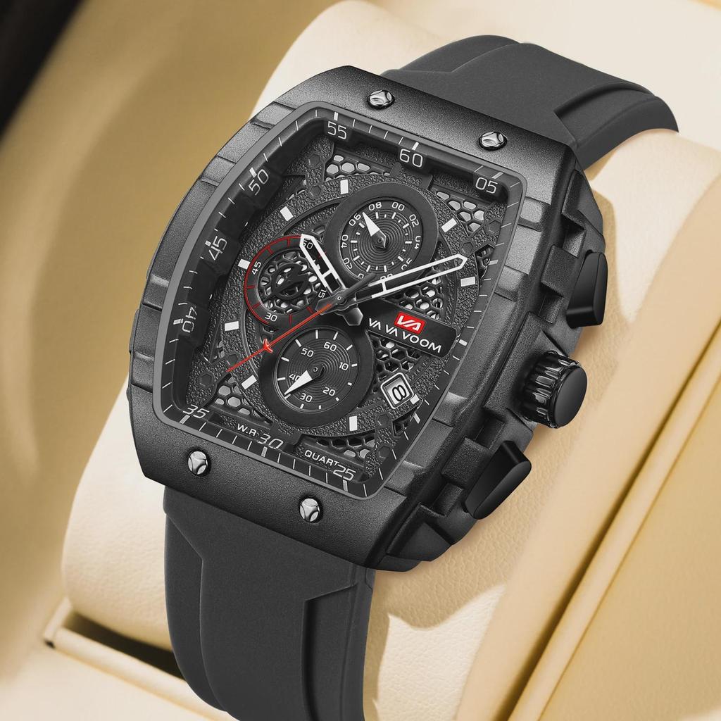 Men Multifunctional Watch Fashion Silicone Timing Clock Waterproof Sports Military Watch Quartz Watch