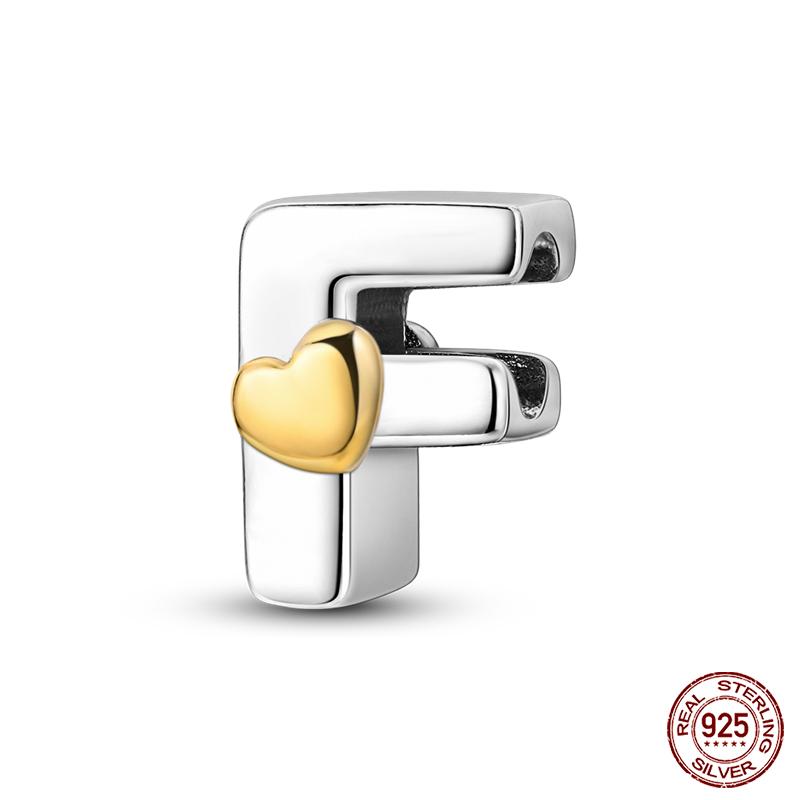 New Copper Classic Golden Heart 26 Alphabet Letters Charms Beads Fit Qikaola Bracelets Lucky Birthday Diy Jewelry