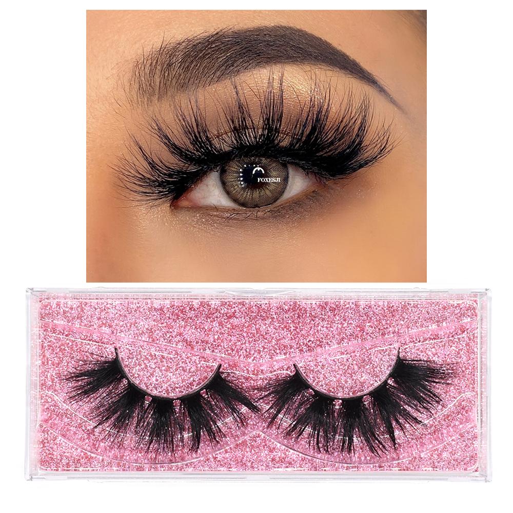FOXESJI 3D Mink False Eyelashes Fluffy High Volume Eye Lashes Natural Wispy Full Strip Mink Eyelash Extension Bulk Lash Makeup