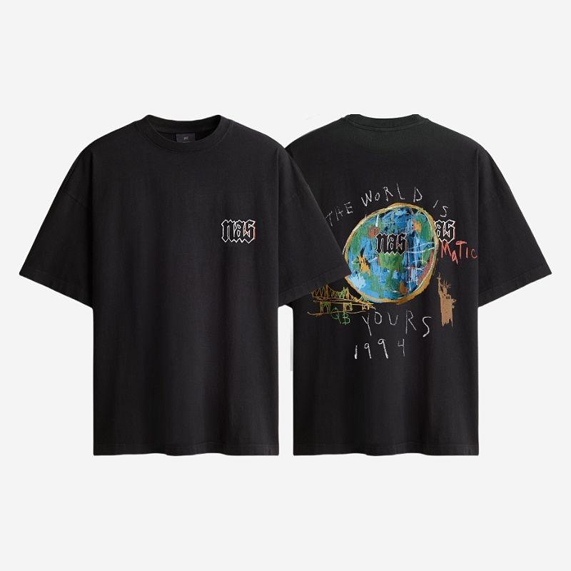 

[NAS] HM Men s and Women s T-shirt Summer New Arrival Print American Style Loose Couple round Neck Short Sleeve 1159823