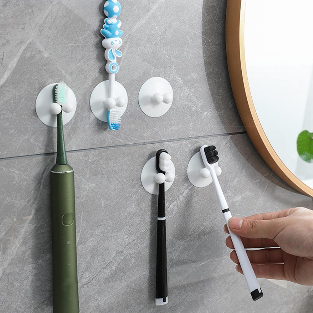 3Pcs Silicone Toothbrush Holder Punch-free Groceries Storage Rack Toothbrush Storage Hook Bathroom