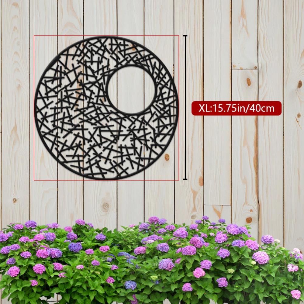 

1pc 15.75 Inch Round Geometric Black Golden Metal Wall Decor Minimalist Style Indoor Outdoor Hanging Art for Living Room Home
