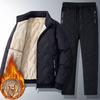 Tuta invernale da uomo Parka Giacca Set Spessa Calda Lana di Agnello Foderata in Pile Set 2 Pezzi Giacca + Pantaloni Tute Sportive