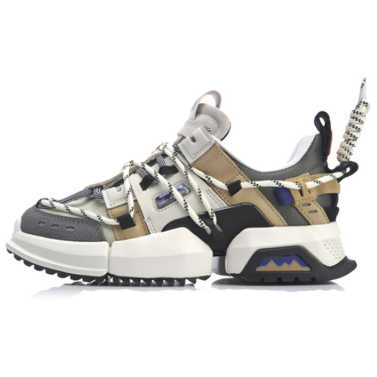 New LiNing Pan Gu Trek New York Fashion Apparel Week Non Slip Lightweight Low Top Chunky Sneakers Women's Khaki Brown 2019 AGLP088-4
