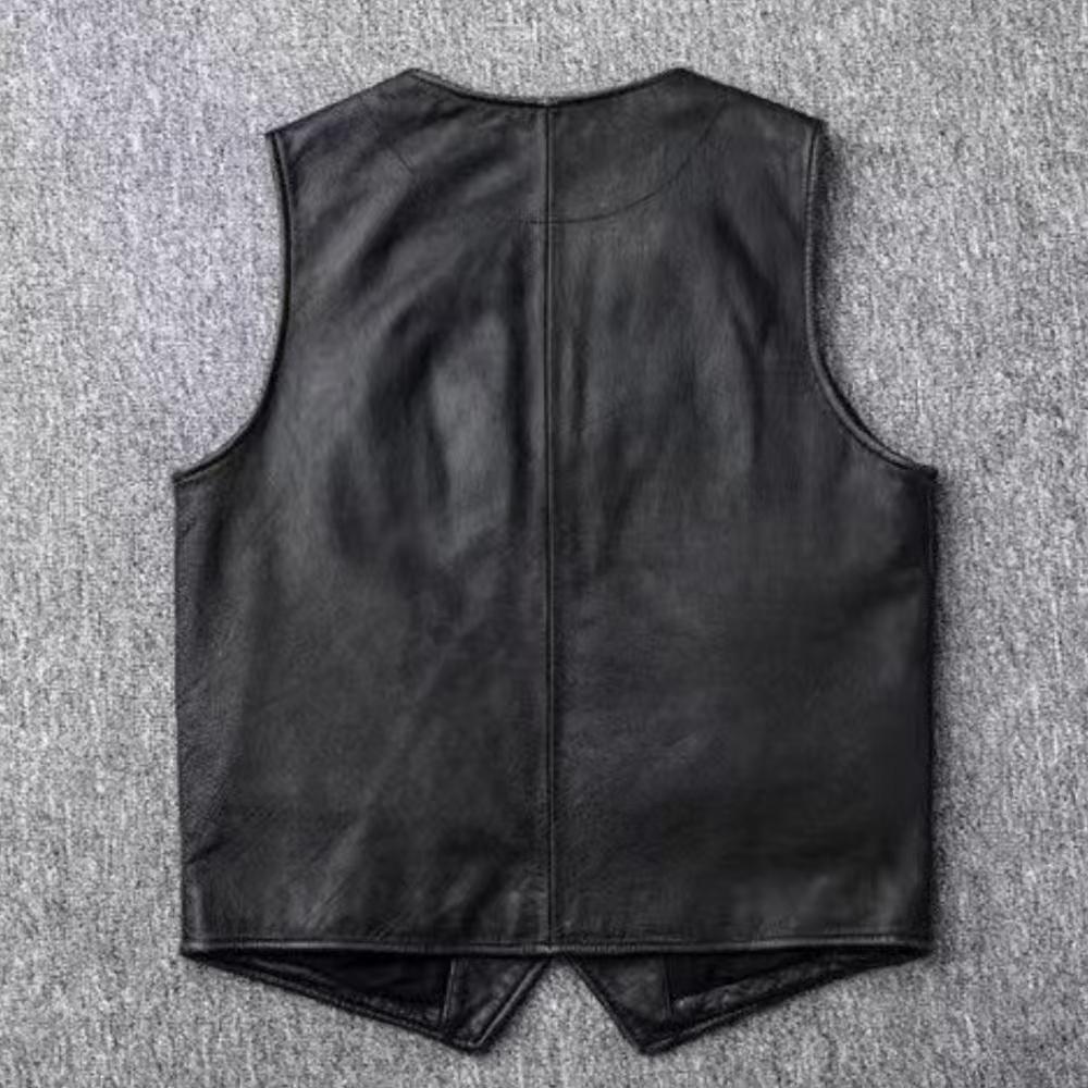 Nuovo Gilet da Lavoro Retro Distressed in Vera Pelle Primo Strato da Uomo Slim Fit Giacca in Pelle Giacca in Pelle
