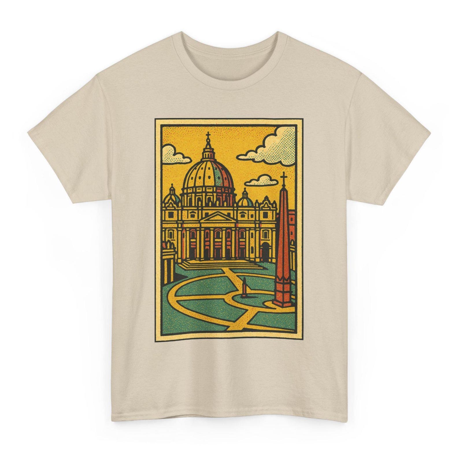 Basilica T-Shirt: Retro Comic Style Sacred Architecture Tee 2XL