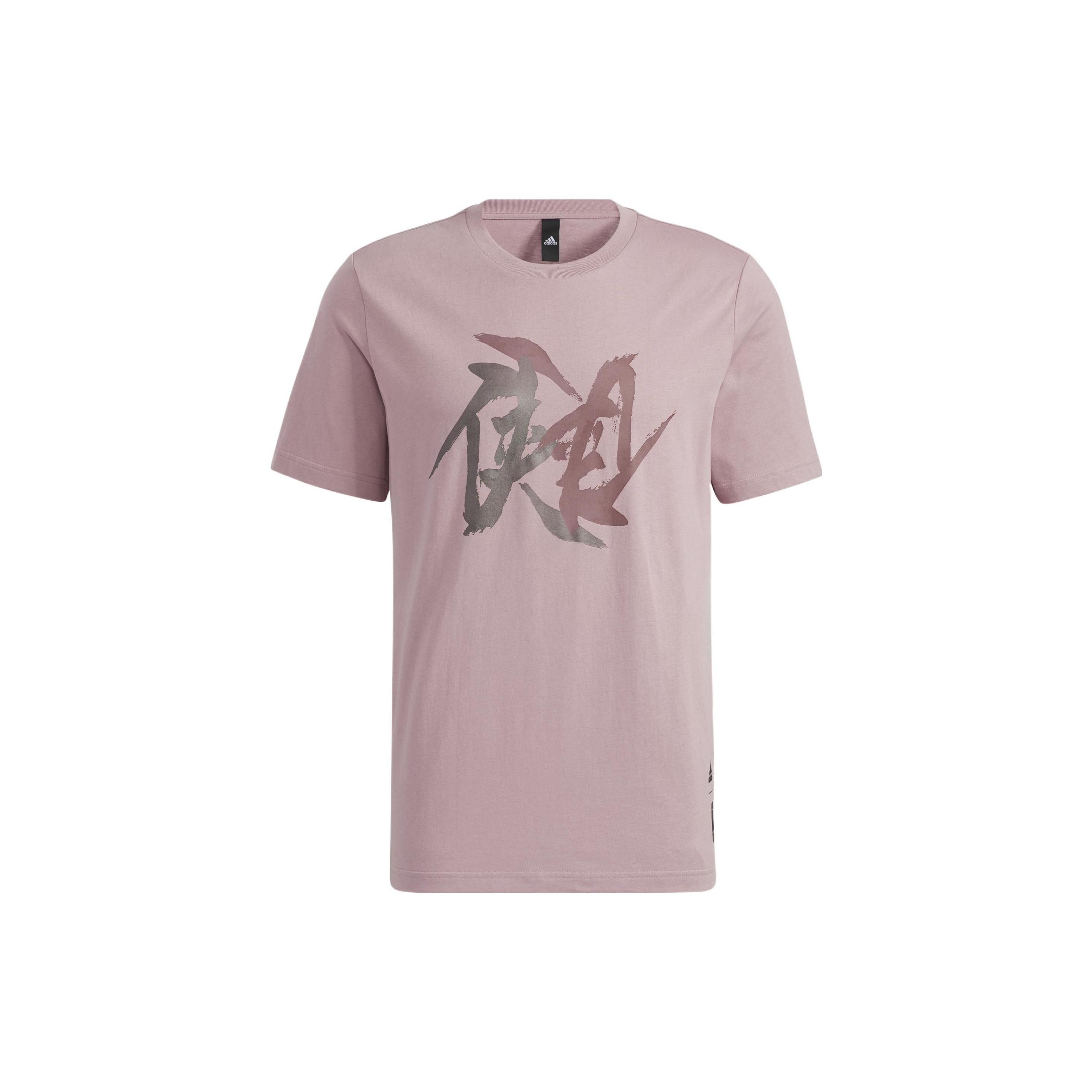 Men s adidas WJ T GFX Martial Arts Series Word Printing Round Neck Short Sleeve Purple Pink T-Shirt HE5161 S
