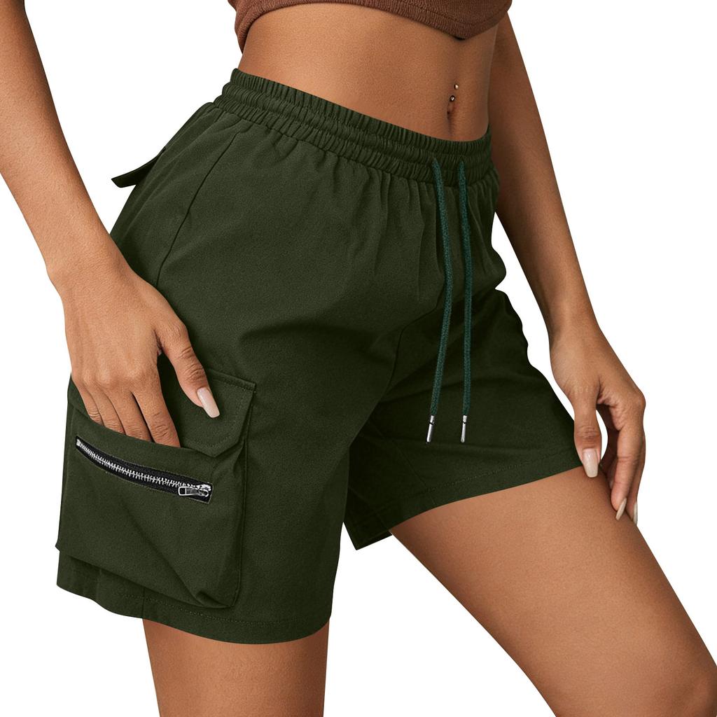 Damen Cargoshorts mit Kordelzug in der Taille und mehreren Taschen, lockere Passform, leichte Sommer-Freizeithosen für den täglichen Gebrauch