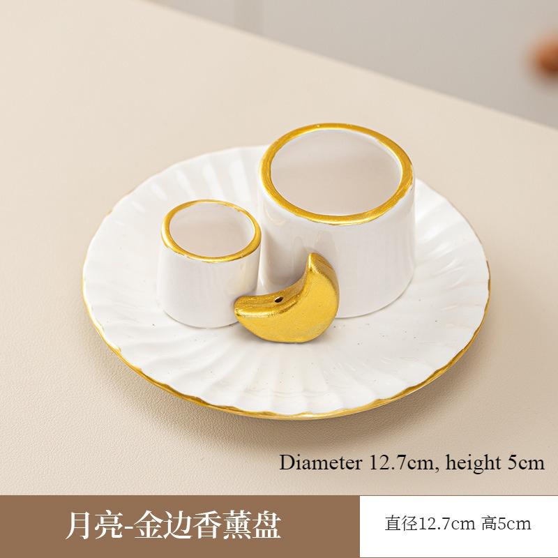 Ceramic Incense Burner Candle Holder Aromatherapy Candlestick Holder Sage Tray Holy Wood Burning Stand Incense Ash Collector