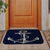 1Pc White Anchor & Navy Blue Nautical Washable Door Mat Non Slip Entrance Floor Carpet Easy To Clean Hallway Bath Kitchen Rug