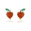 Tropical Fruit Zircon No-Piercing 925 Silver Stud Earrings – Lightweight Luxury Dangles for Women