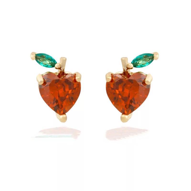 Tropical Fruit Zircon No-Piercing 925 Silver Stud Earrings – Lightweight Luxury Dangles for Women