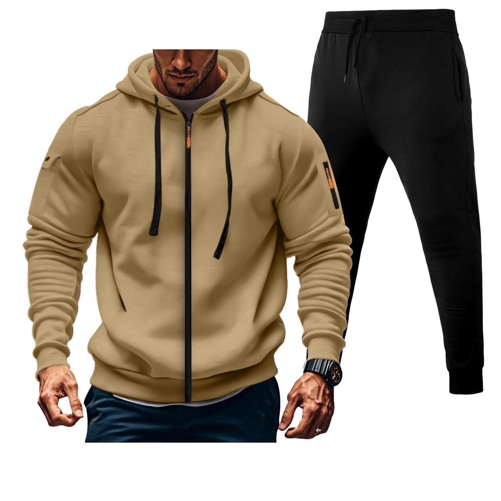 Herren 220g Kapuzenpullover mit Doppelreißverschluss und Jogginghosen-Set - Versand am selben Tag
